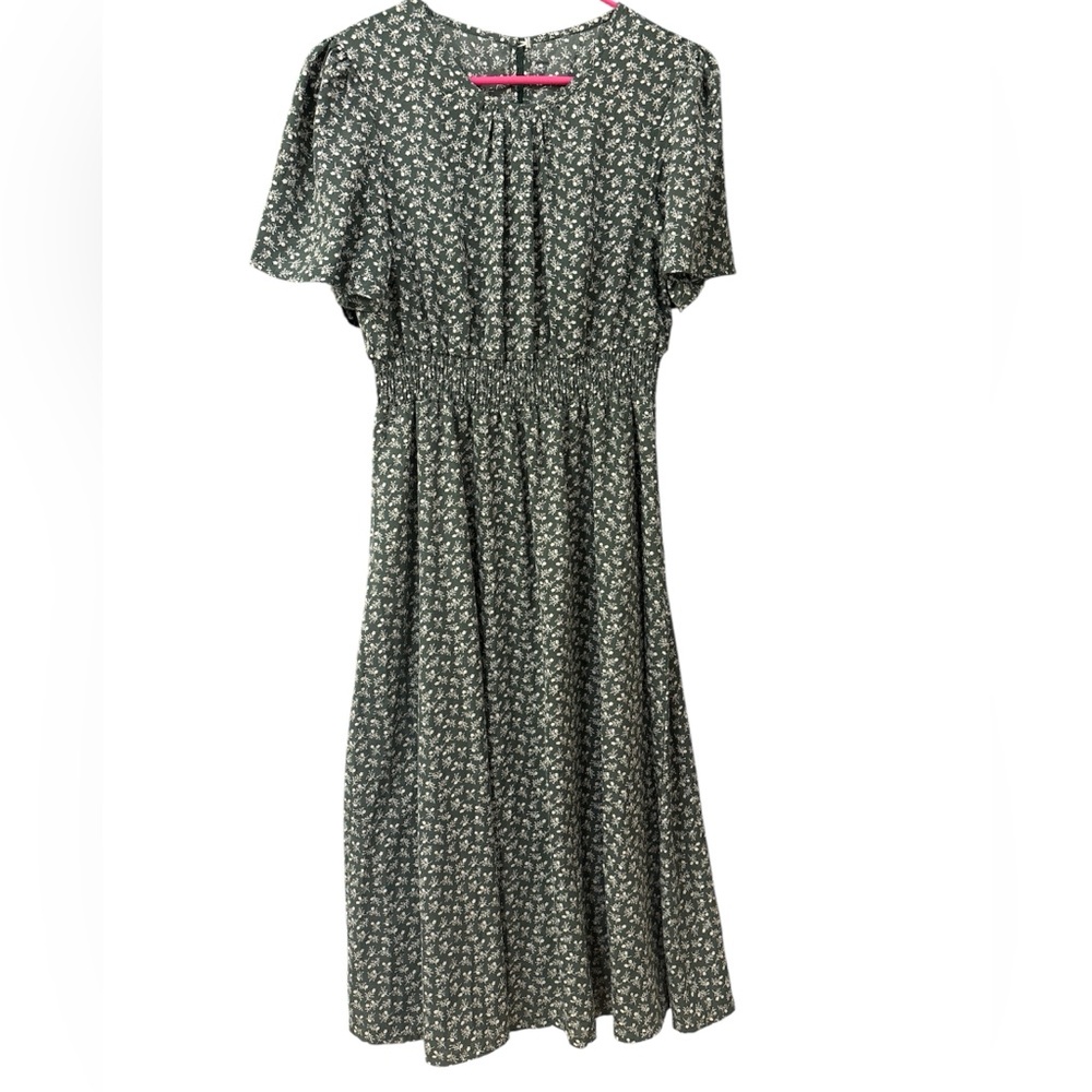 SHEIN Green Flutter Sleeve Midi Sundress